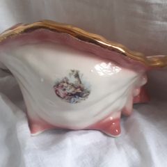 Staffordshire Gold Rimmed Shell Plant Pot Holder.