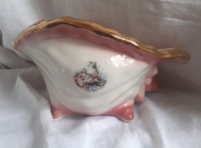 Staffordshire Gold Rimmed Shell Plant Pot Holder.