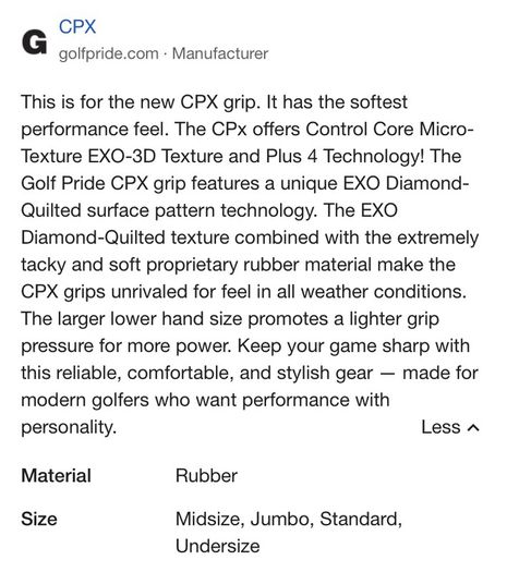 Set (10) JUMBO Golf Pride CPX Grips