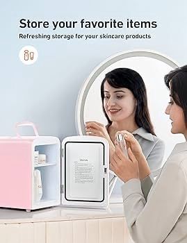 NEW SALE | Mini Fridge 4 Litre, 6 Can Portable AC+DC Power Cooler & Warmer, for Bedrooms, Cars, Offices; Skincare, Makeup, Cosmetics, Food
