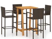 5 Piece Garden Bar Set Brown