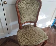 Beautiful French antique louis xv dining chairs 4. green material