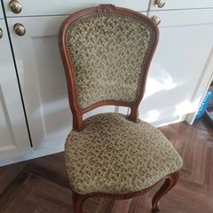 Beautiful French antique louis xv dining chairs 4. green material