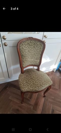 Beautiful French antique louis xv dining chairs 4. green material