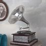 Funnel Gramophone Silver Gramophone His Masters Voice Table Gramophone Image 3