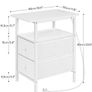 Narrow Bedside Table with Charging Station, with 2 Non-Woven Drawers, Slim Side Table with Power Outlets for Small Spaces, Living Room, White Image 8
