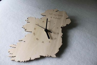 Unique Bespoke Ireland County Shape Clock Irish Map Wooden Country Clock