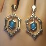Sterling Silver Art Deco style Turquoise and Zircon Drop Earrings. (Bargain) Image 4