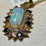 Sterling silver 925 chain with pendant, opal, sapphires and Zircons. Image 3