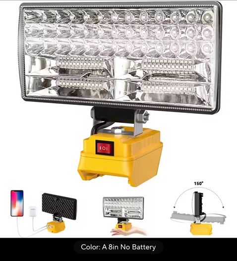 New 90w LED Work Light For Dewalt 18V Battery Portable Flood Light Cordless Job Site Lamp Outdoor Emergency Fishing Tool