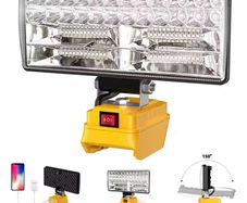 MAX LED Work Light For Dewalt 18V Battery Portable Flood Light 5400LM Cordless Job Site Lamp Outdoor Emergency Fishing To