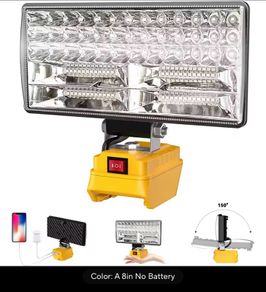 MAX LED Work Light For Dewalt 18V Battery Portable Flood Light 5400LM Cordless Job Site Lamp Outdoor Emergency Fishing To