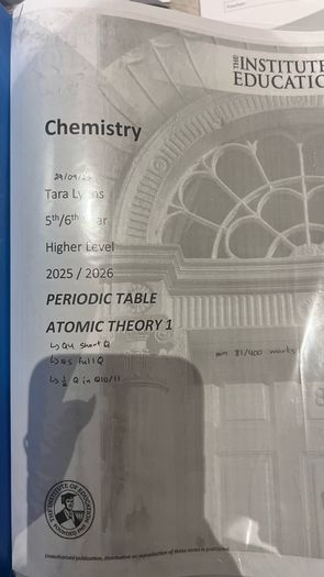 Institute Chemistry Higher Level Full notes