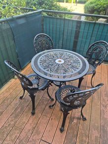 Garden table and 4 Chairs (ornate cast aluminium)
