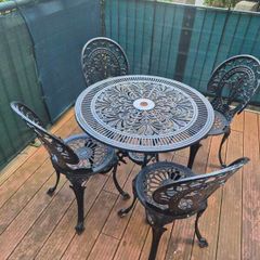 Garden table and 4 Chairs (ornate cast aluminium)