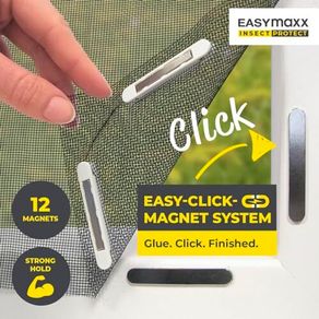 Fly Screen for Windows with Magic Click | Mosquito net can be Individually Cut to Size for All Windows up to 150x130 cm | Easy Installation with 12 Magnets - no Drilling or screwing [Black]