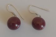 Renaud Andreani Ceramic &amp; 925 Silver Round Maroon Earrings Hook New Without Tag Payment by Paypal or Revolut