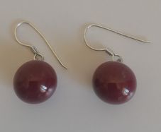 Renaud Andreani Ceramic & 925 Silver Round Maroon Earrings Hook New Without Tag Payment by Paypal or Revolut