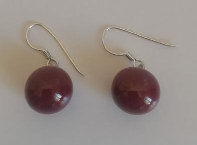Renaud Andreani Ceramic & 925 Silver Round Maroon Earrings Hook New Without Tag Payment by Paypal or Revolut