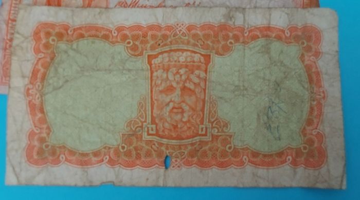 Irish 1968  X 5 Lavery ten shilling banknote in used condition