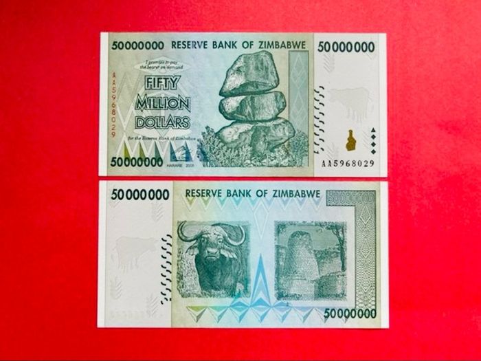 Zimbabwe  50 Million Dollars  VERIFIED UNDER  UV LIGHT  2008. Pick  79a .( Uncirculated )