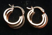 Vintage Gold Plated Triple Hoop Earrings