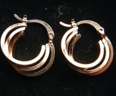 Vintage Gold Plated Triple Hoop Earrings