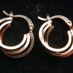 Vintage Gold Plated Triple Hoop Earrings