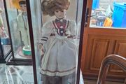 Collector's Porcelain Doll, In A very Large Mahogany Display Case, PRICE IS FOR 1 ONLY these came from a Pub contents,