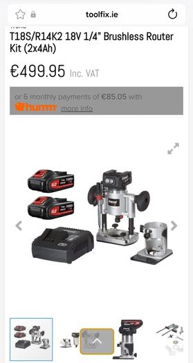Trend T18S/R14K2 18V 1/4" Brushless Router Kit (2x4Ah batteries & fast charger)
