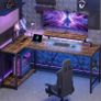 147CM L-Shaped Desk with Power Outlets & LED Lights Image 6