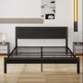 King Size Bed Frame with Wooden Storage Headboard, Metal Bed Frame King Size Bed Base/Mattress Foundation, Enhanced Support Noise Free, Black Image 7