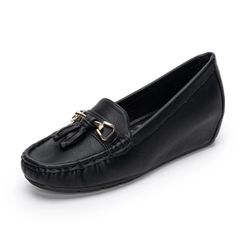 Brand New Hoefirm Women's Leather Tassel Wedge Heel Moccasins Casual Comfortable Slip-On Shoes,