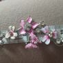Beautiful earrings for pierced ears in pink tones with rhinestones and enamel. Image 4