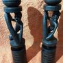 two vintage wooden candle holders Image 2