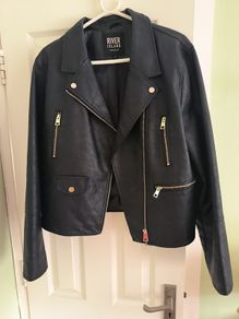 River island Black Faux leather Biker Jacket.