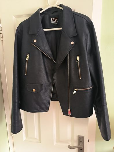 River island Black Faux leather Biker Jacket.