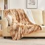Faux Fur Blanket, Super Soft, Thick and Elegant, Fluffy Microfiber Fleece Blanket, Warm Cozy Reversible Throw, Tie Dye Brown, 130 x 150 cm Image 3