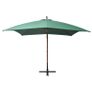 Hanging Parasol 300x300 cm Wooden Pole Green Image 9