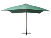 Hanging Parasol 300x300 cm Wooden Pole Green