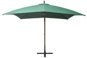 Hanging Parasol 300x300 cm Wooden Pole Green