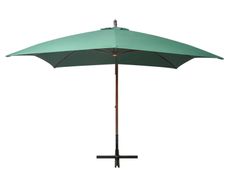 Hanging Parasol 300x300 cm Wooden Pole Green