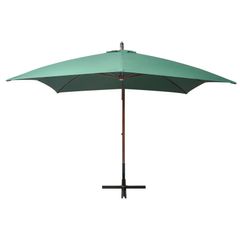 Hanging Parasol 300x300 cm Wooden Pole Green