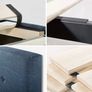 36 cm Upholstered Platform Bed Frame | Mattress Foundation | Wood Slat Support | For Adults, Kids, Teenagers | Easy Assembly | Single | Navy (MATRESS NOT INCLUDED) Image 3