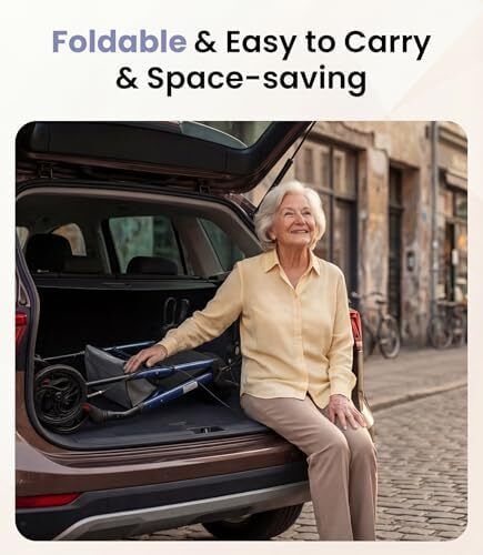 Rollator Walker with Seat and Wheels for Elderly, 4 Wheels Rollators for Seniors and Disabled