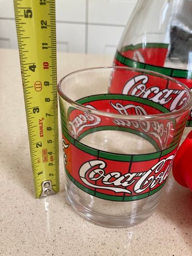 Coca Cola Liberty Stained Jug Set With Two Glasses