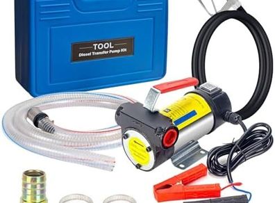 12V 175W Diesel Transfer Pump 45L/min Electric Fuel Transfer Pump with Nozzle & Hose for Diesel, Kerosi With storage case