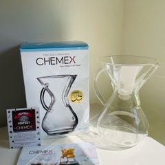 CHEMEX 6 Cup Glass Handle Pour Over Coffee Maker Boxed Barista Coffee Brewer