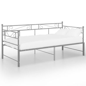 Pull-out Sofa Bed Frame Grey Metal 90x200 cm