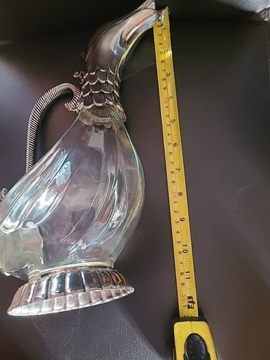 Nice Quality Silea Glass & Silverplate Duck Decanter. Circa 1970
